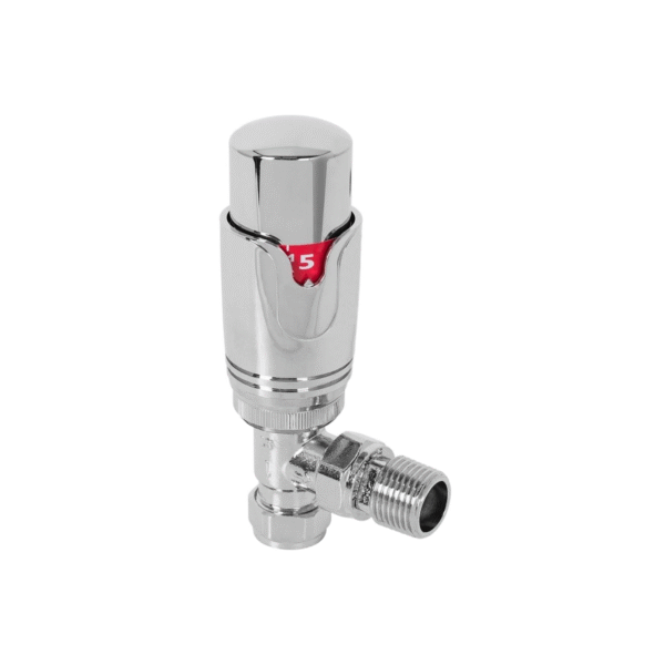 Thermostatic Angled Chrome 15mm Radiator Valve