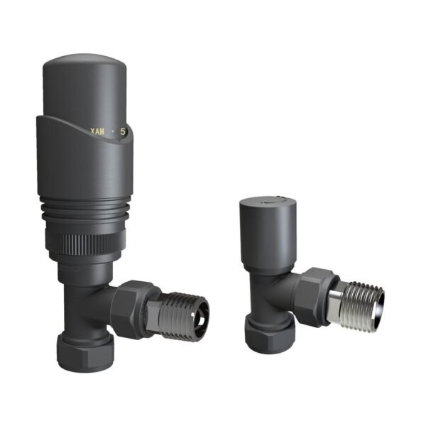 Thermostatic Angled Anthracite 15mm Radiator Valve